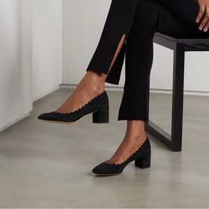 Chloe Black Suede Scalloped Pump